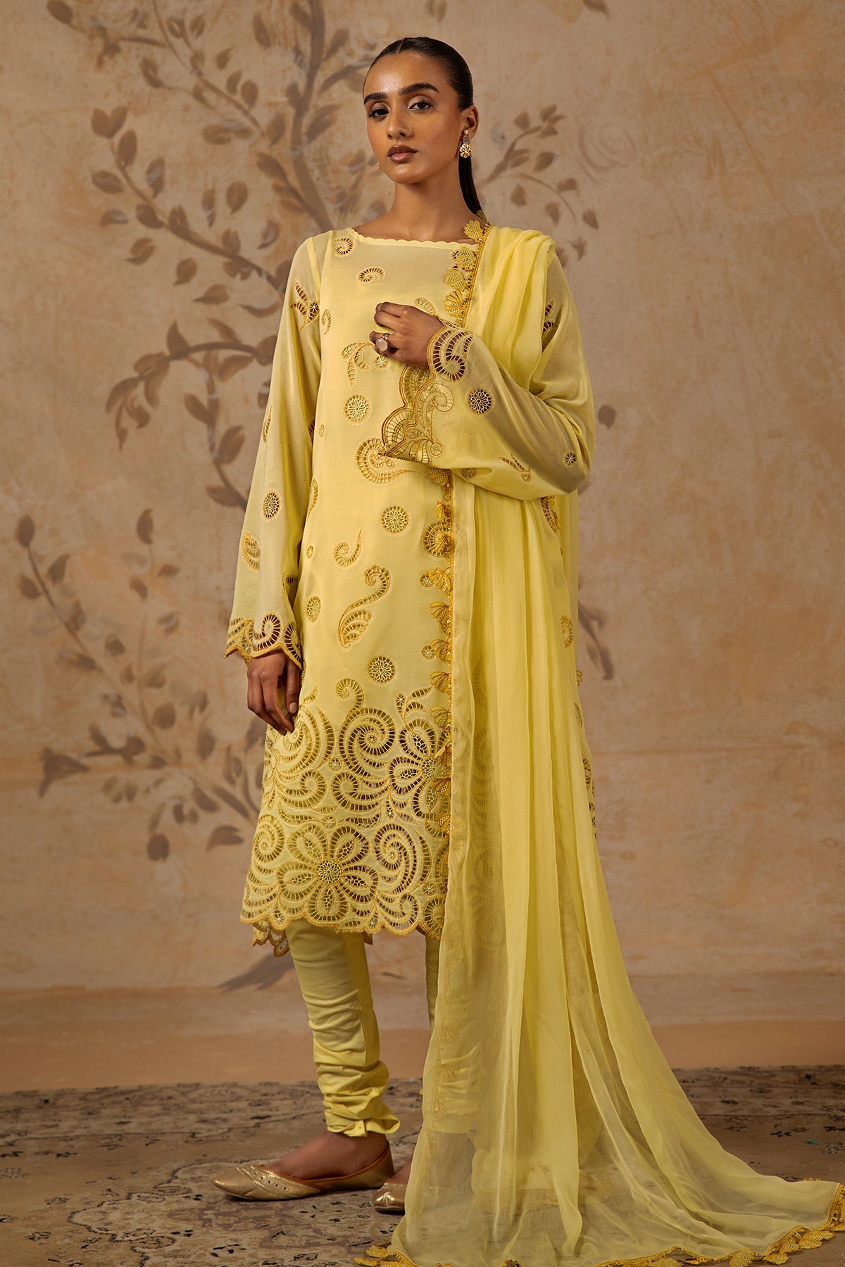 4 Piece - Premium Pure Voile Embroidered Suit - MC1608-2