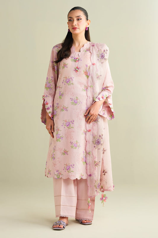 3 Piece - Printed Embroidered Suit - C6155