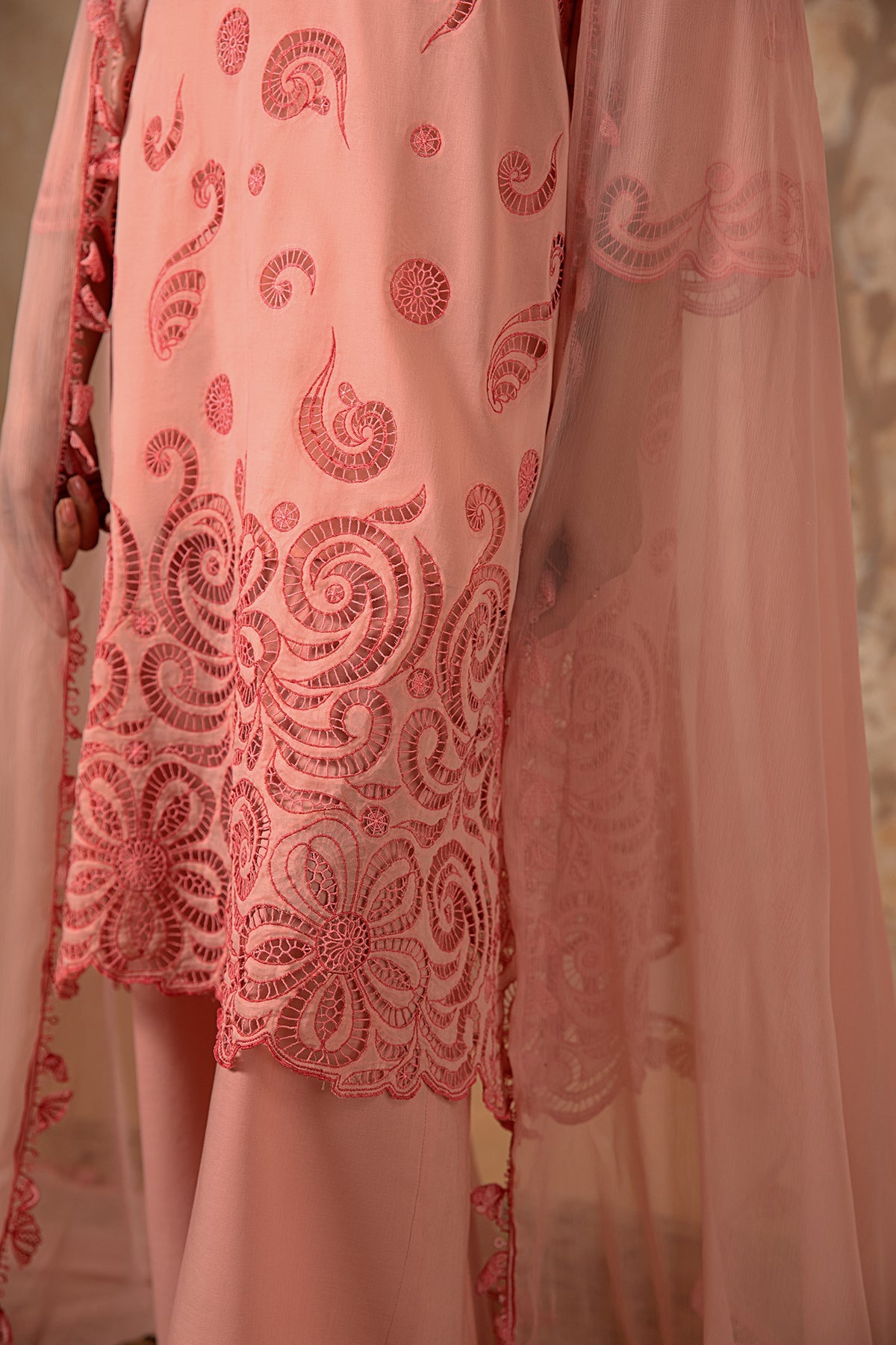 4 Piece - Premium Pure Voile Embroidered Suit - MC1608-1