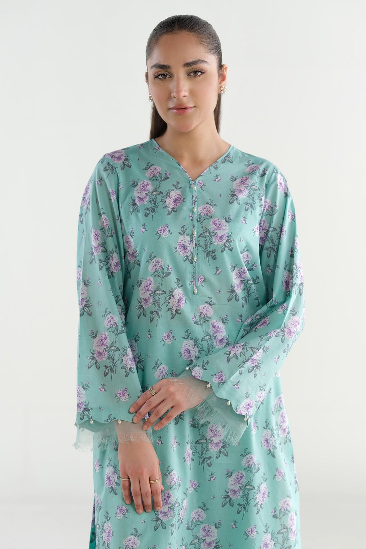 2 Piece - Printed & Embriodered Suit - C6210