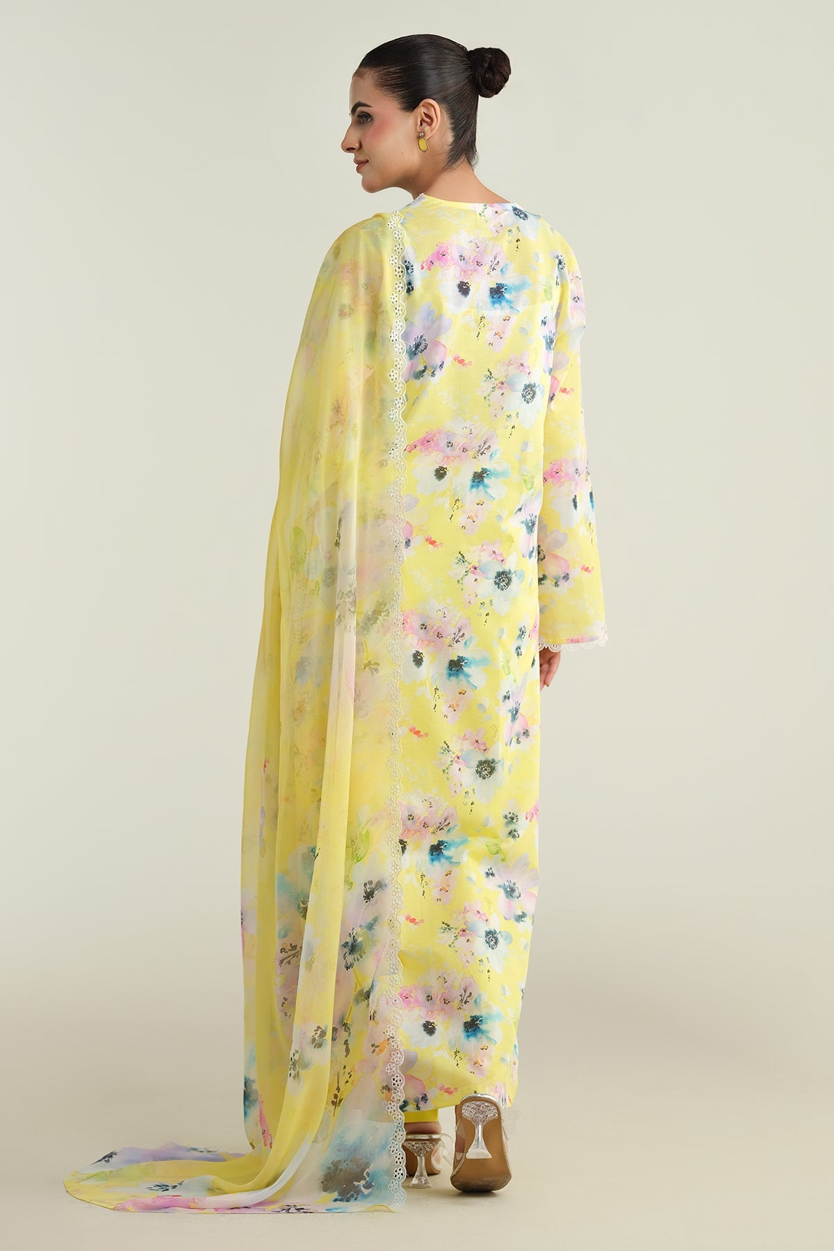 3 Piece - Printed Embroidered Suit - C6228
