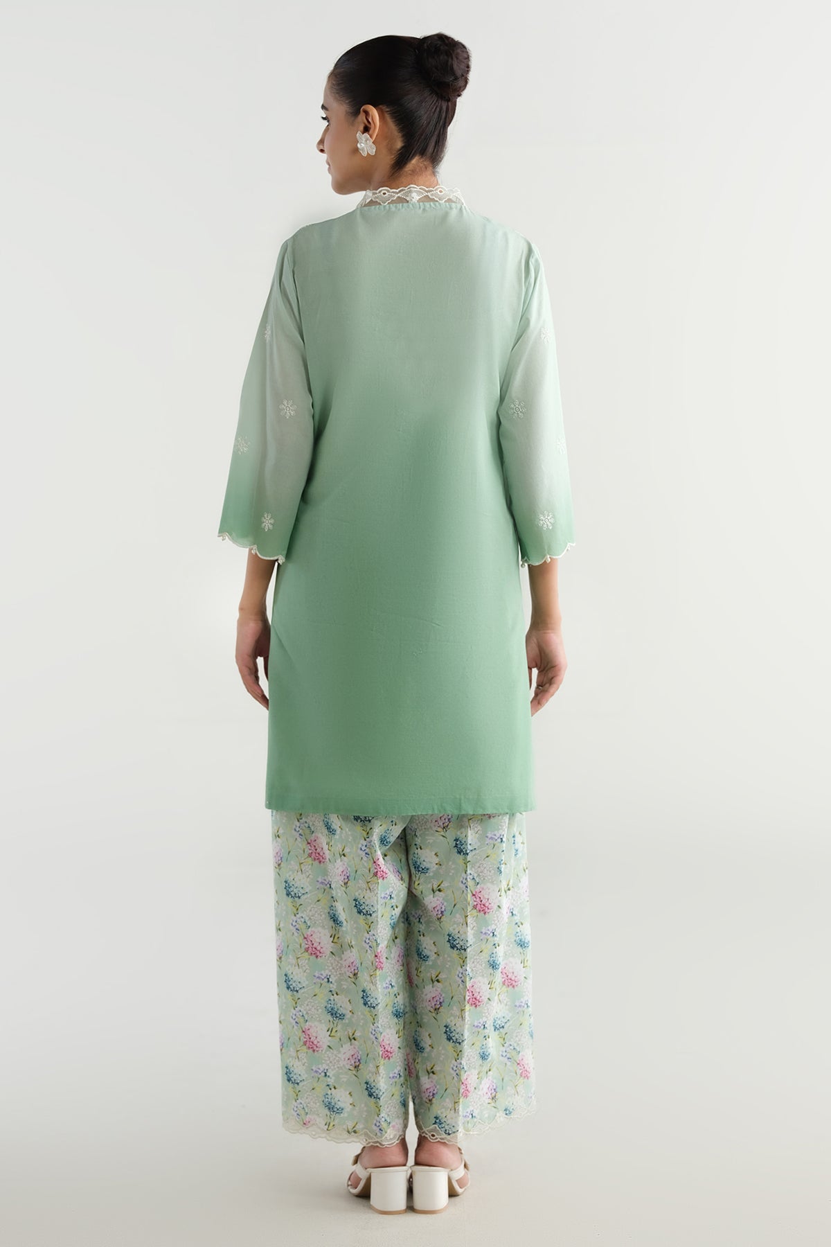 2 Piece - Printed & Embriodered Suit - C6231