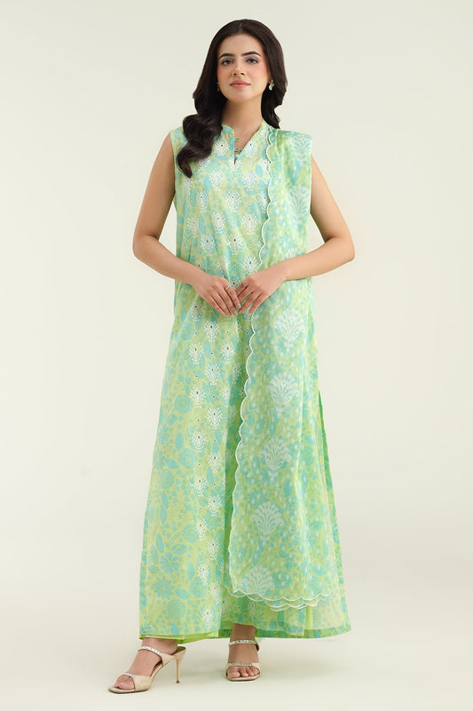 3 Piece-Printed & Embroidered Suit-C6239