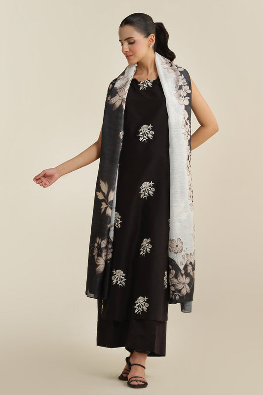3 Piece - Printed & Embriodered Suit - C6242