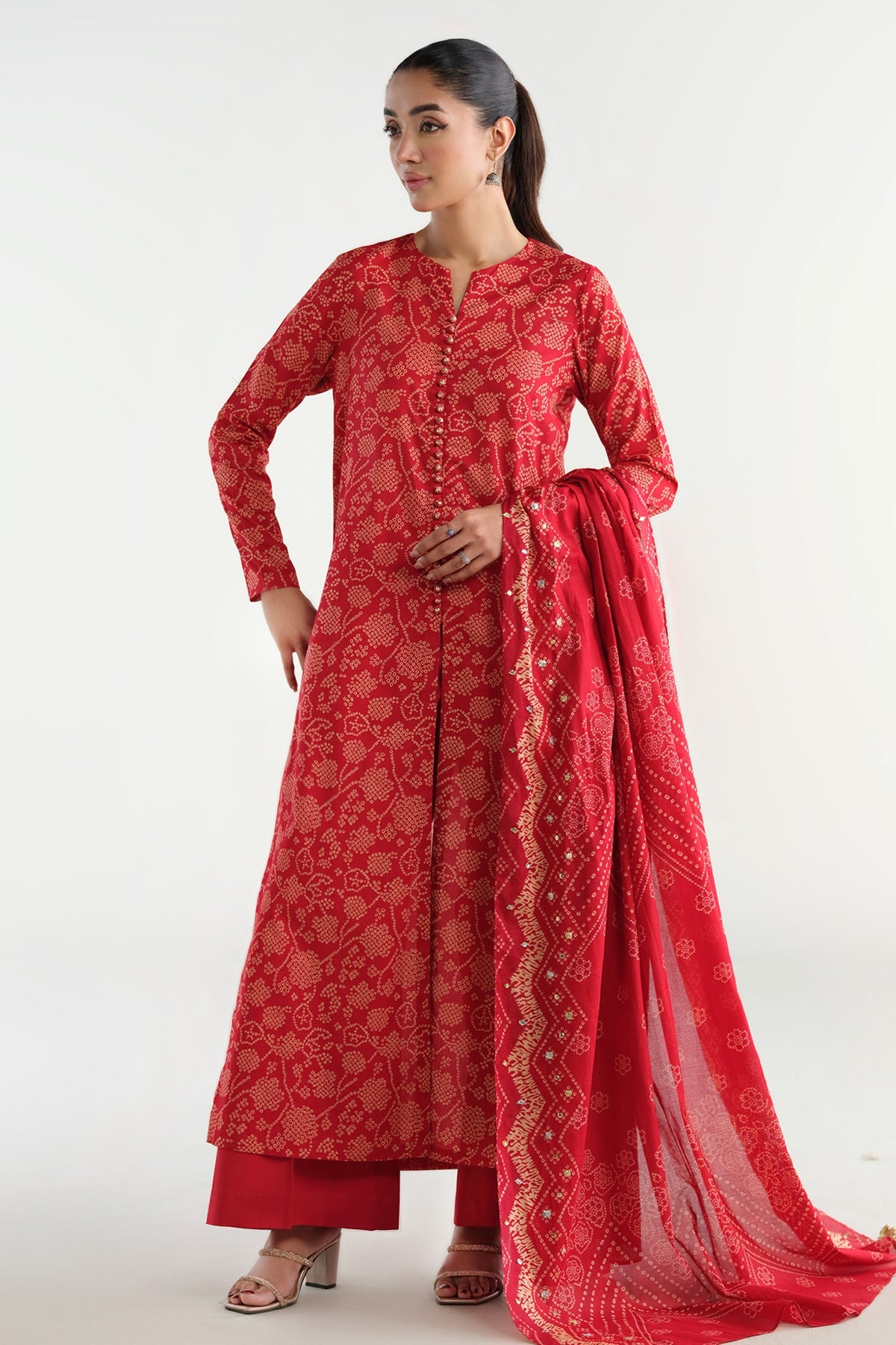 2 Piece - Printed & Embellished Suit - C6263