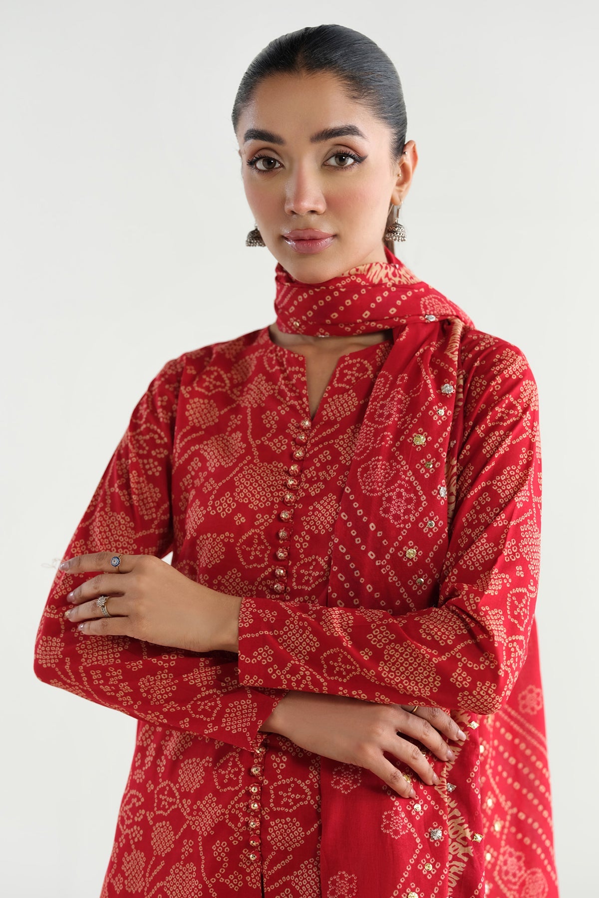 2 Piece - Printed & Embellished Suit - C6263