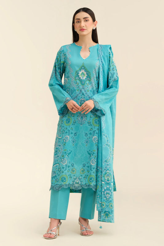 3 Piece - Printed & Embriodered Suit - C6276