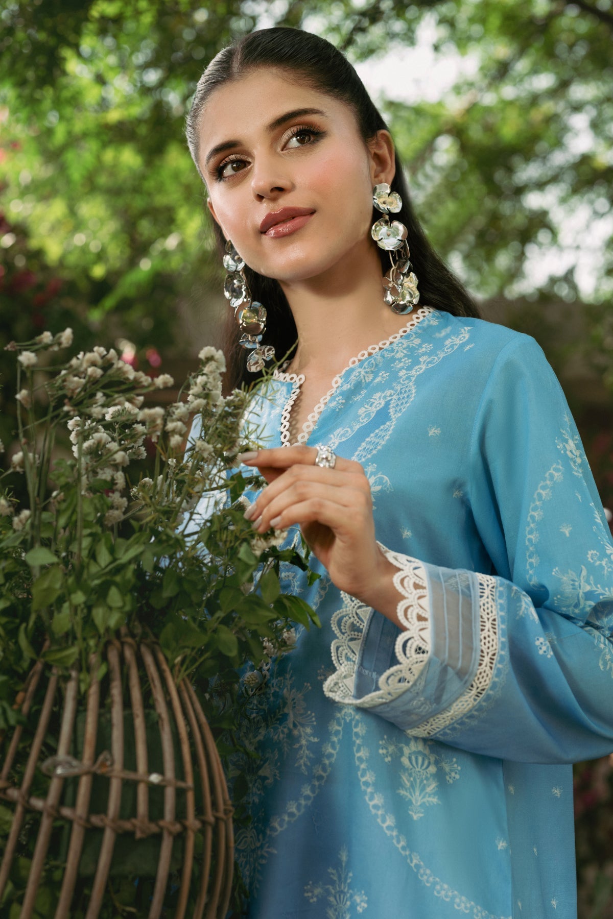 2 Piece - Printed & Embriodered Suit - C6201
