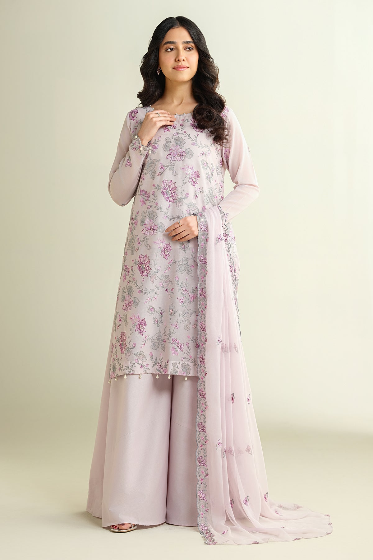 3 Piece -  Embroidered Suit - E1621