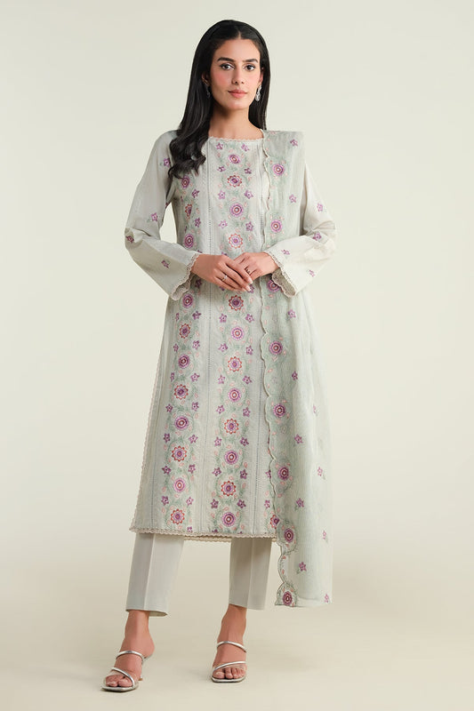 3 Piece -  Embroidered Suit - E1627