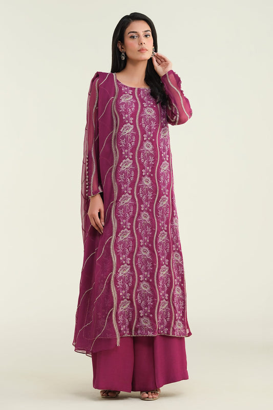 3 Piece-Embroidered & Embellished Suit-E1686