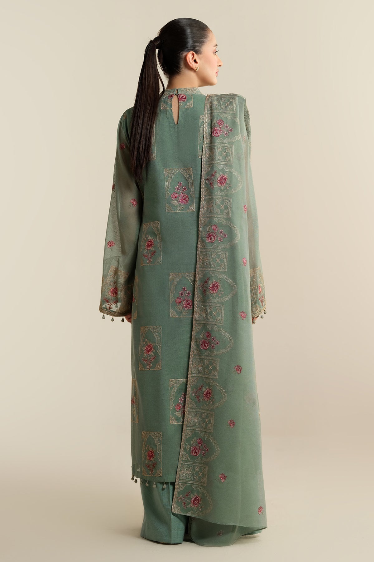 4 Piece - Embroidered & Embellished Suit - E1700