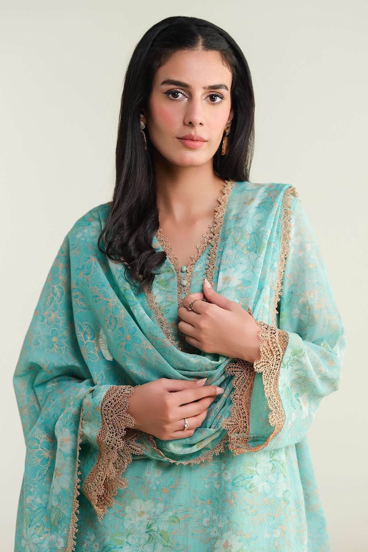 4 Piece-Printed & Embroidered Suit-E1729
