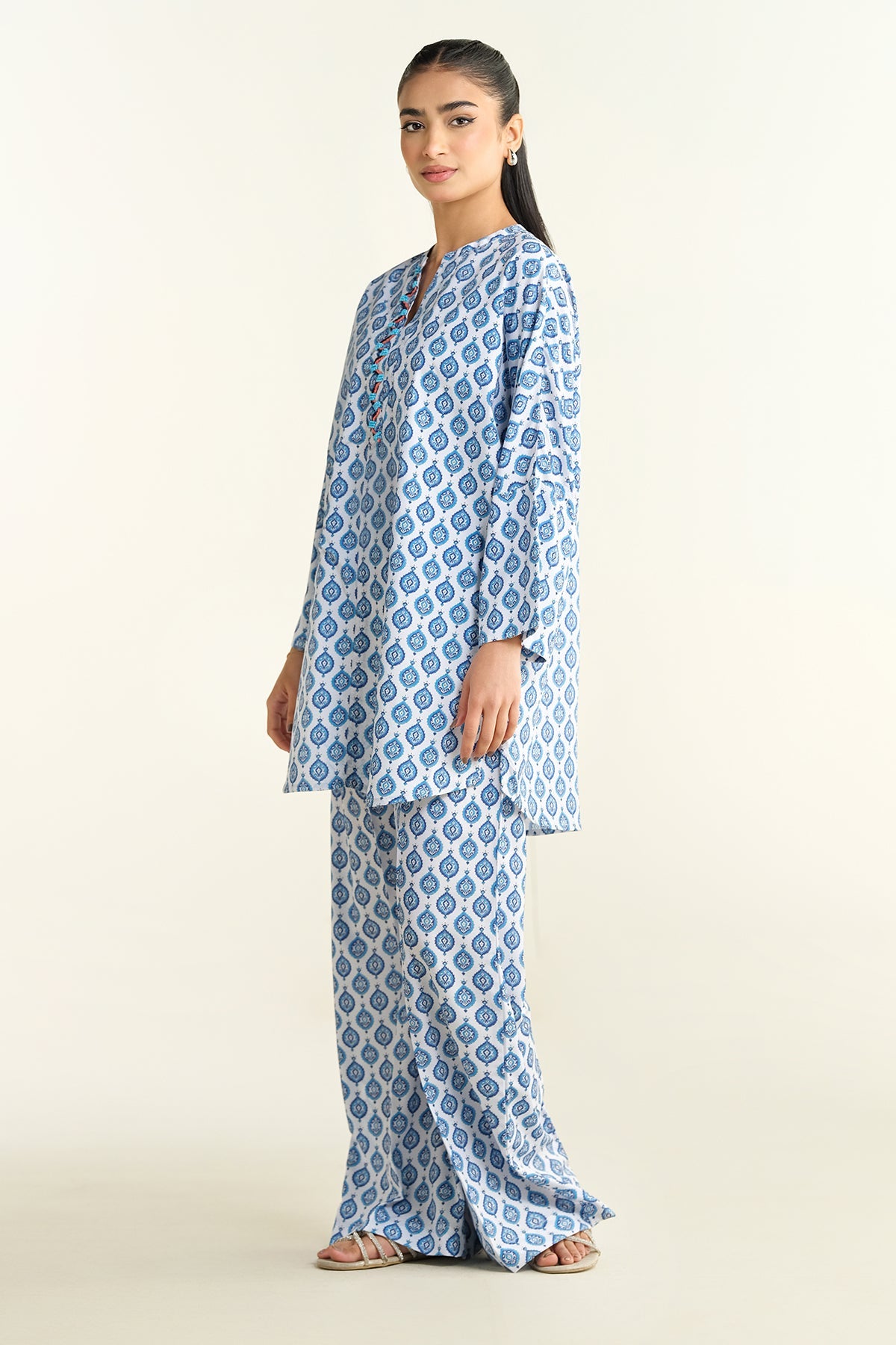 2 Piece-Printed & Embellished Suit-KPS25-P3438