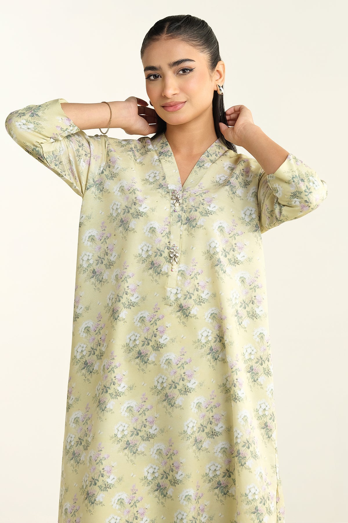 2 Piece - Printed & Embellished Suit - KPS25-P3450