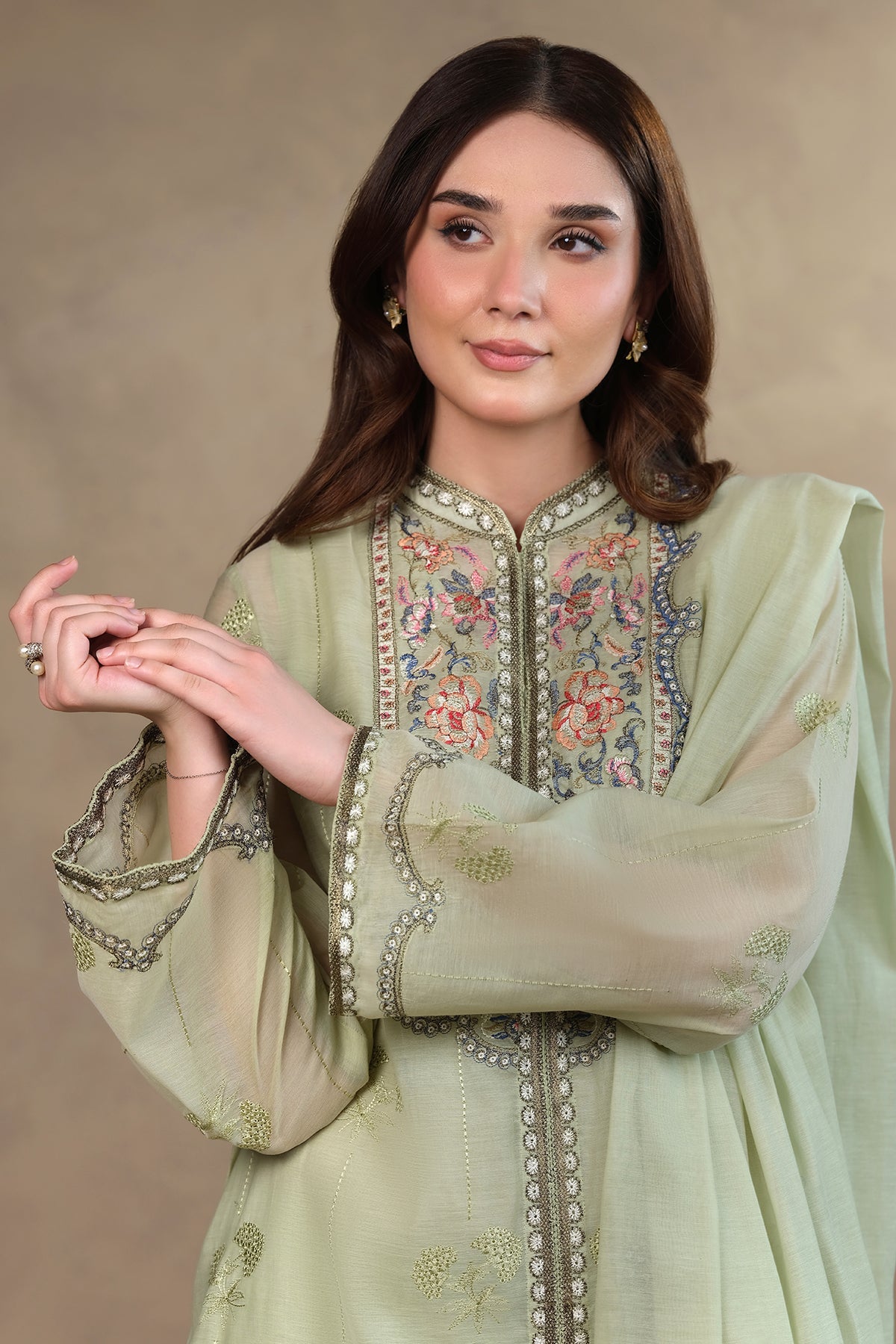 4 Piece - Embroidered Suit - MCP1702-1