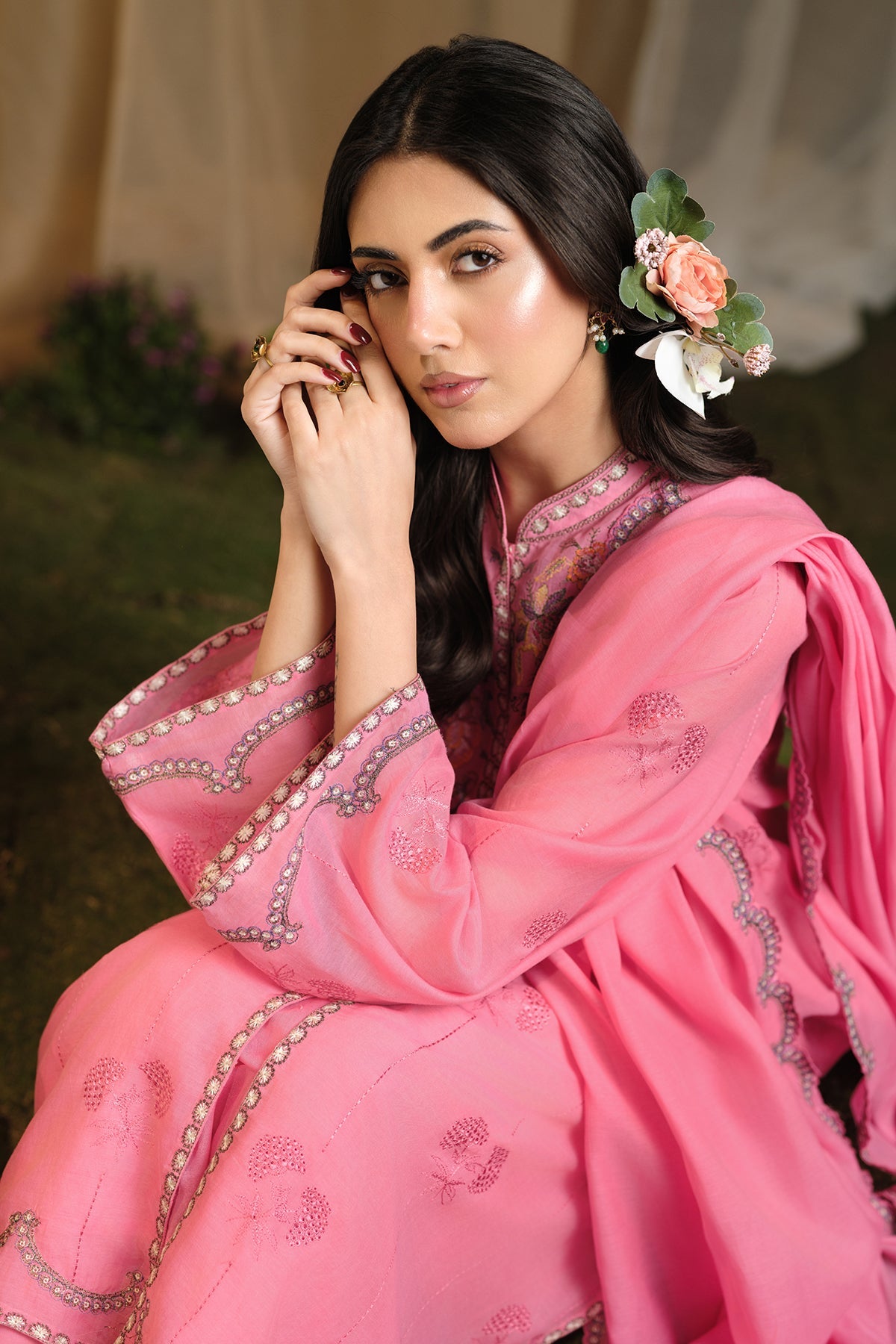 4 Piece - Embroidered Suit - MCP1702-2