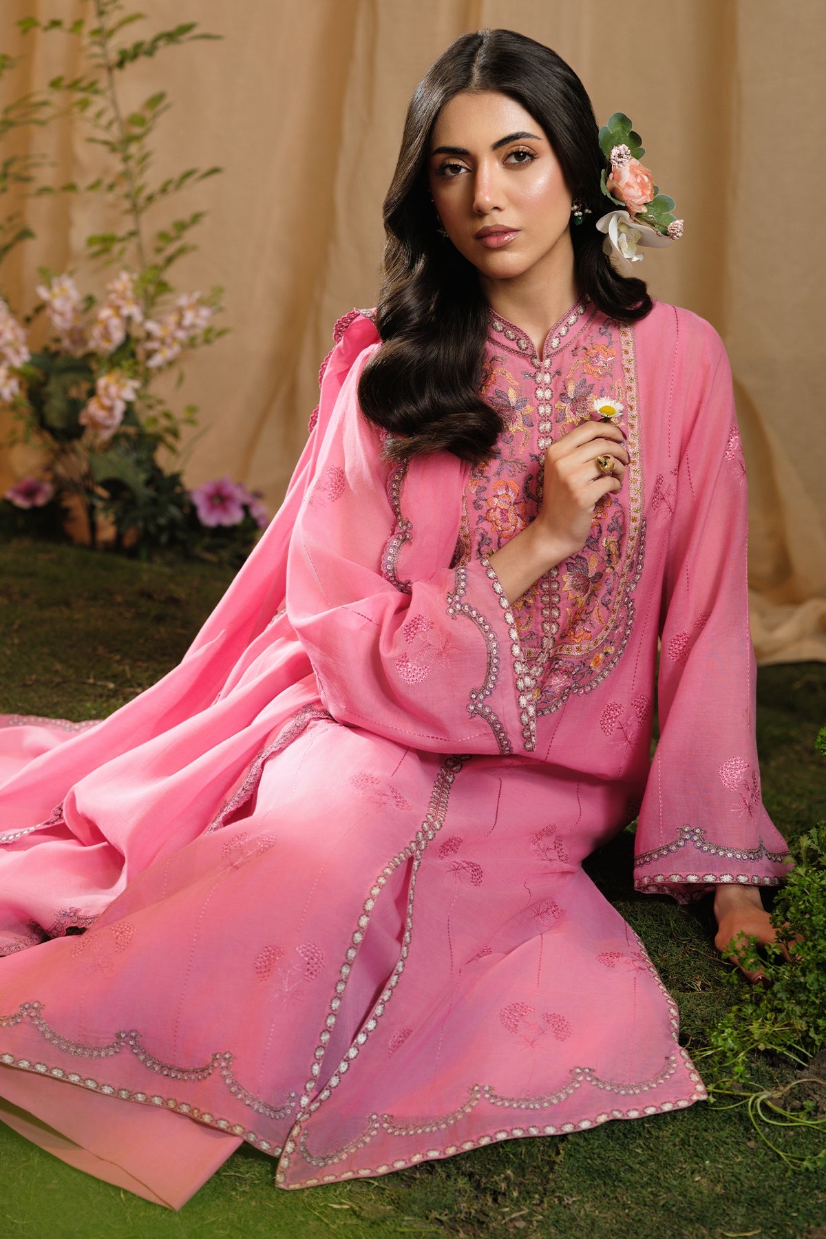 4 Piece - Embroidered Suit - MCP1702-2