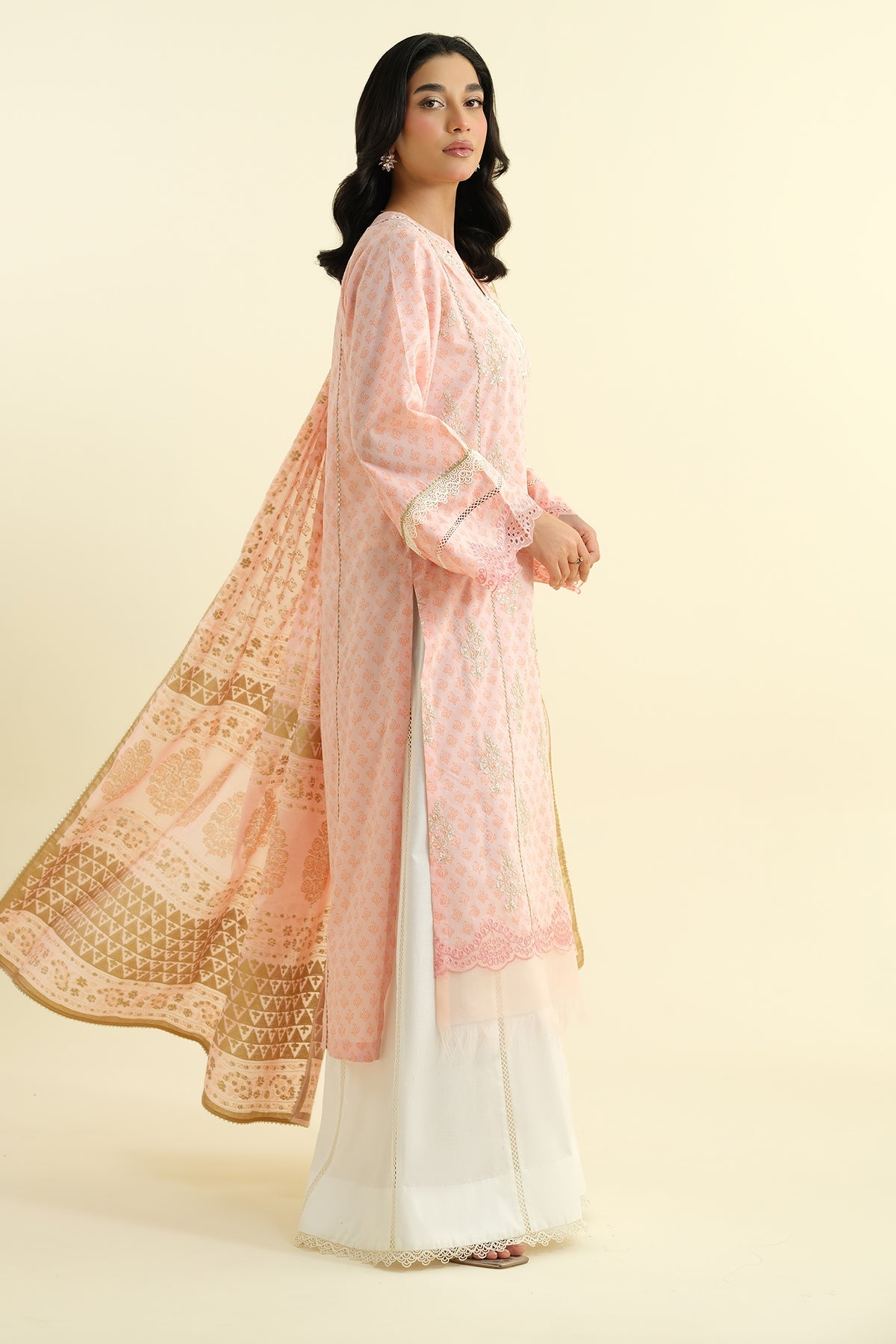 2 Piece - Printed Embroidered Suit - C6123