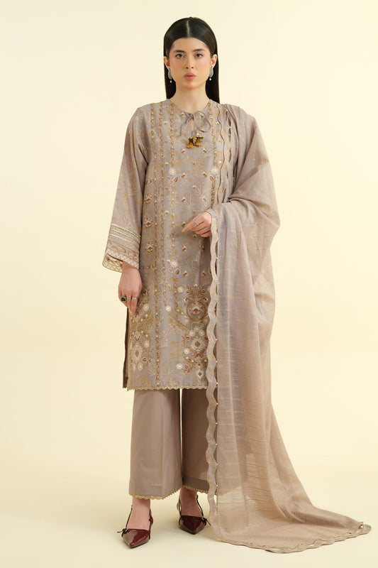 3 Piece - Printed Embroidered Suit - C6188