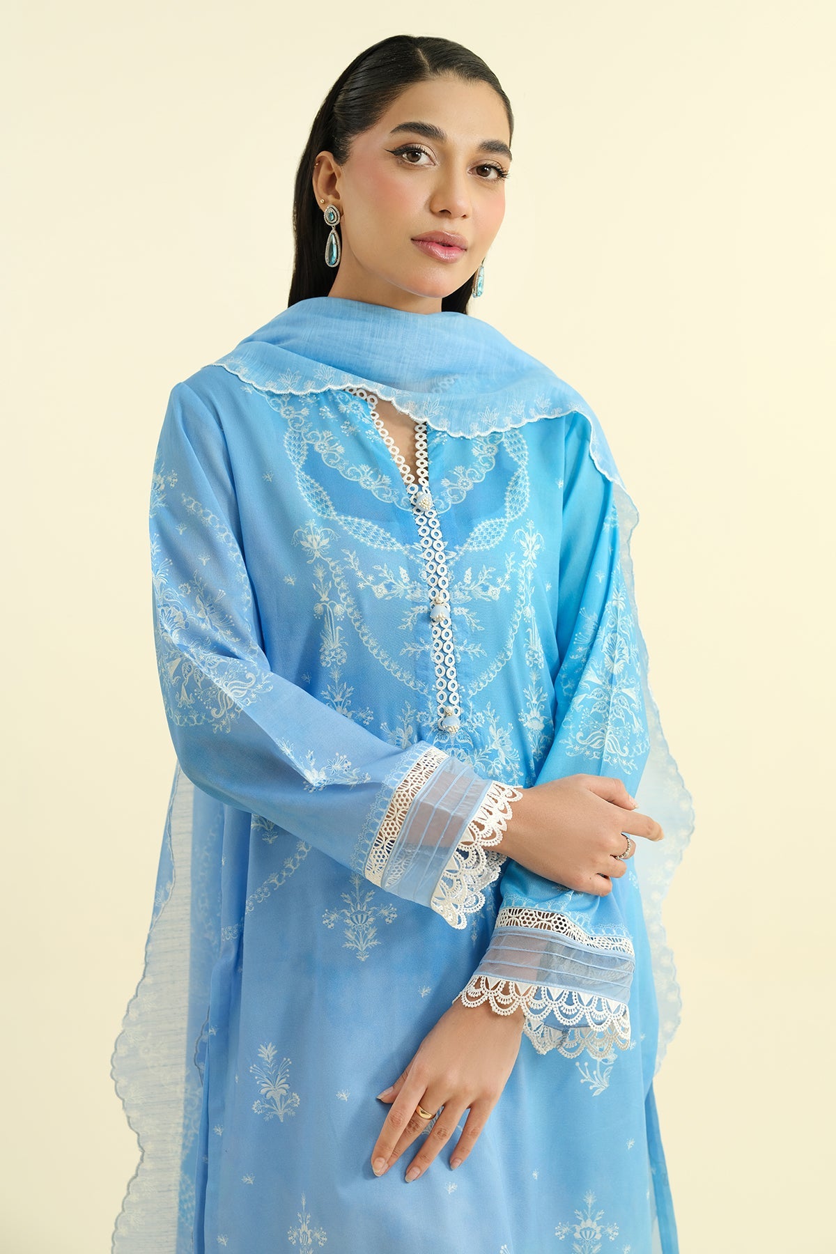 2 Piece - Printed & Embriodered Suit - C6201