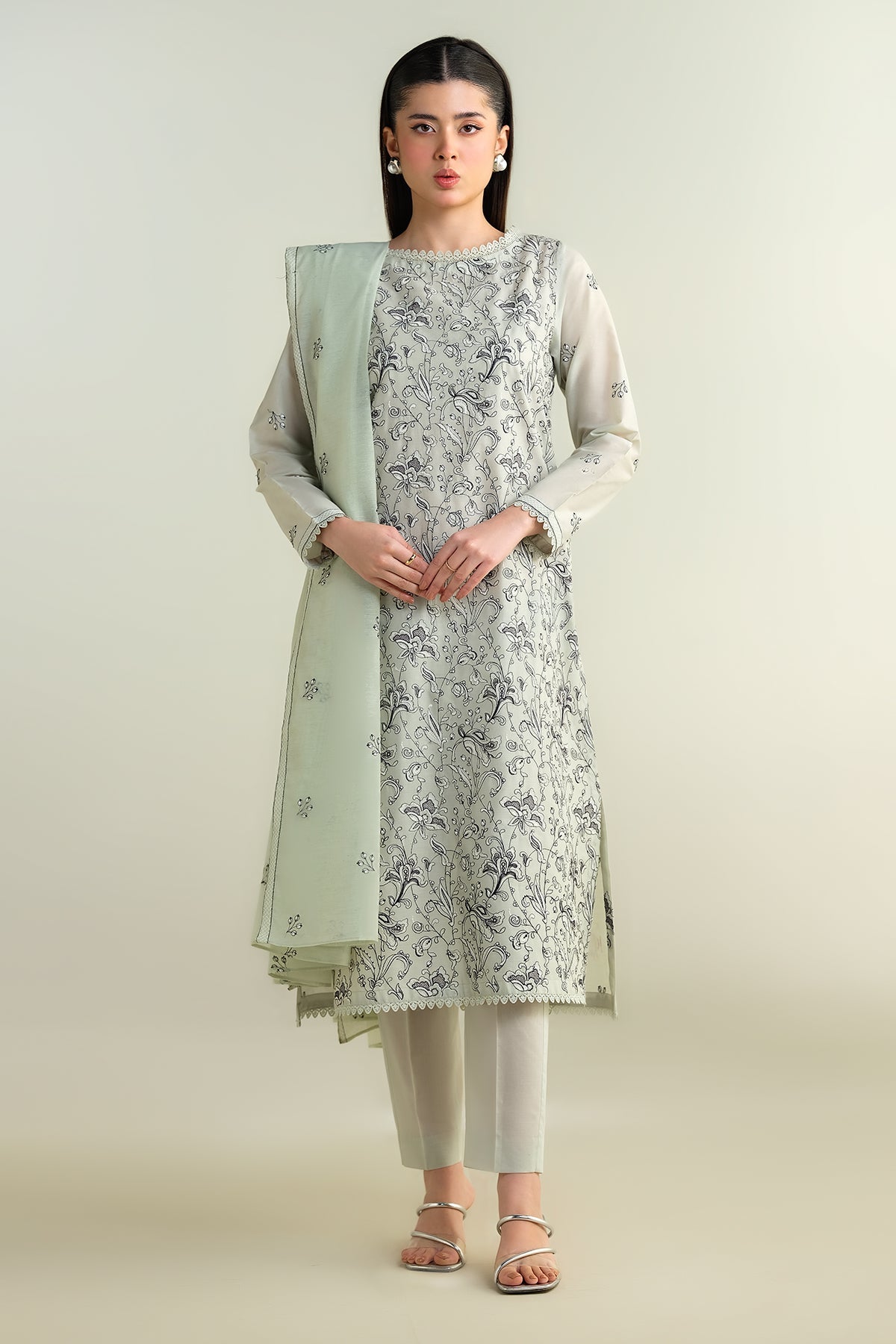 3 Piece -  Embroidered Suit - E1630