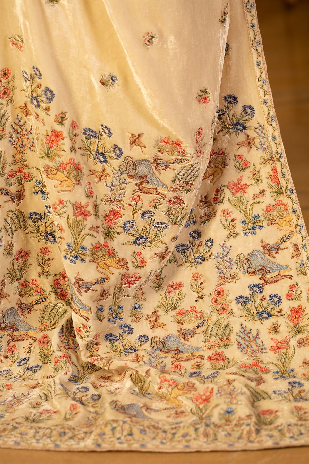 1 Piece Dyed & Embroidered Pure Velvet Shawl & Inner-mcp1430-1