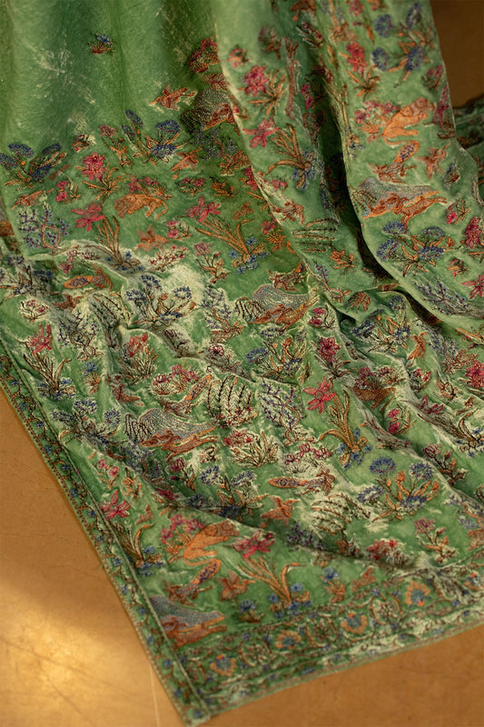 1 Piece Dyed & Embroidered Pure Velvet Shawl & Inner
