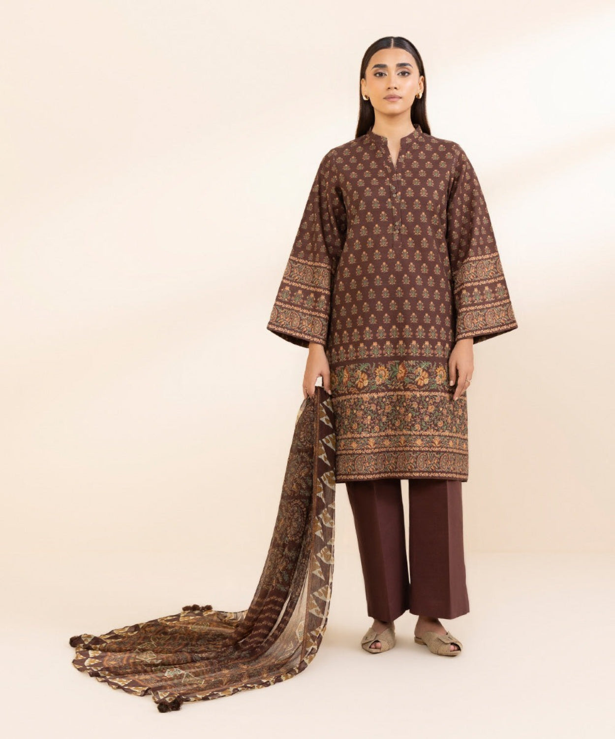 Printed Winter Khaddar Unstitched Suit.