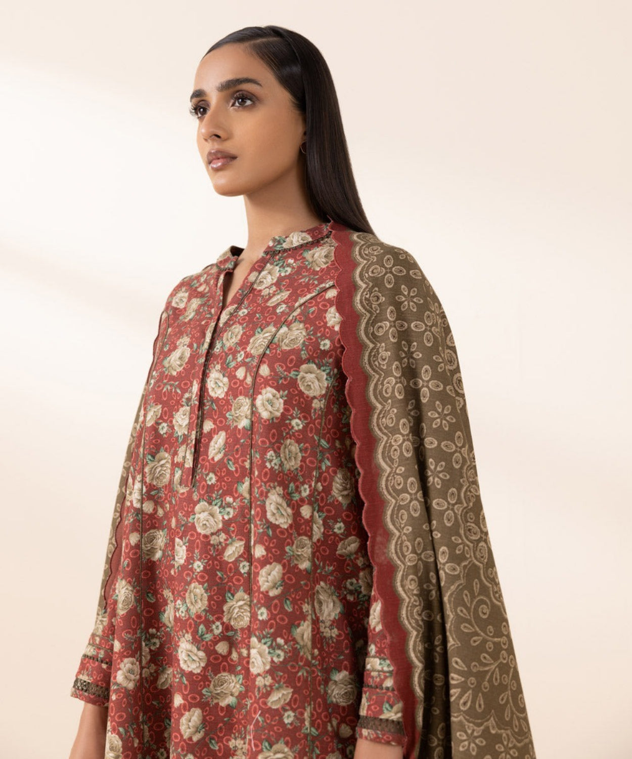 Printed Winter Khaddar Unstitched Suit.