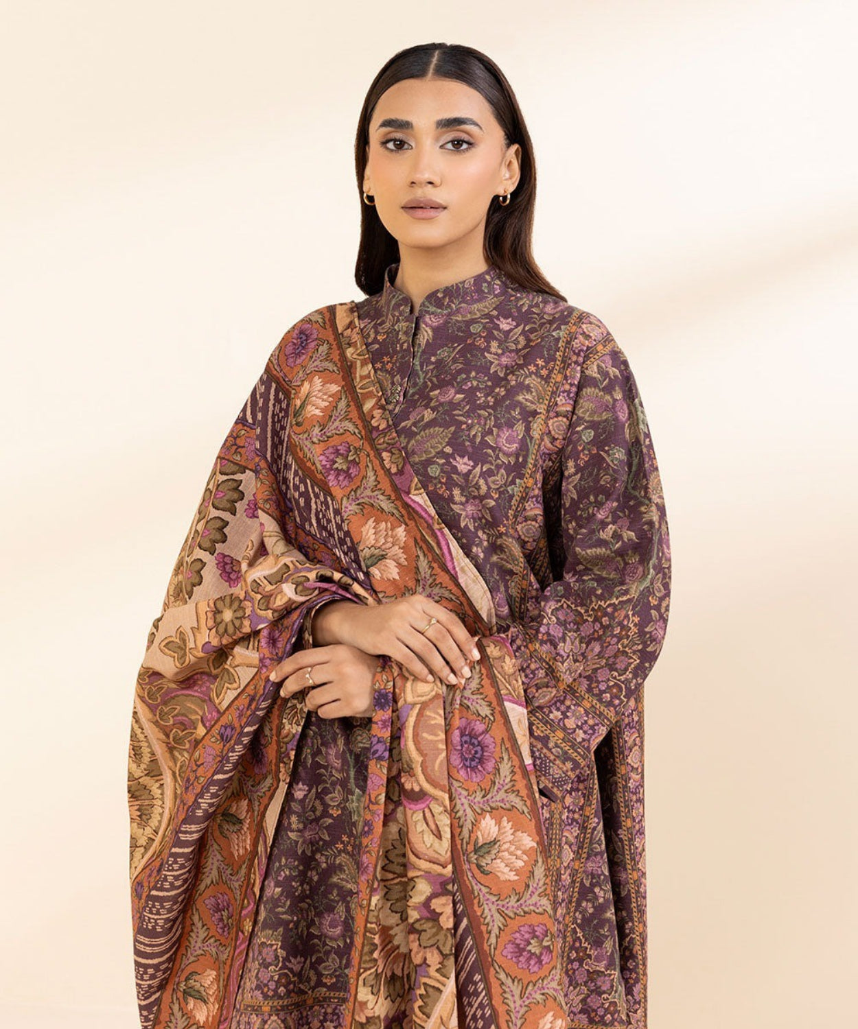 Printed Winter Khaddar Unstitched Suit.